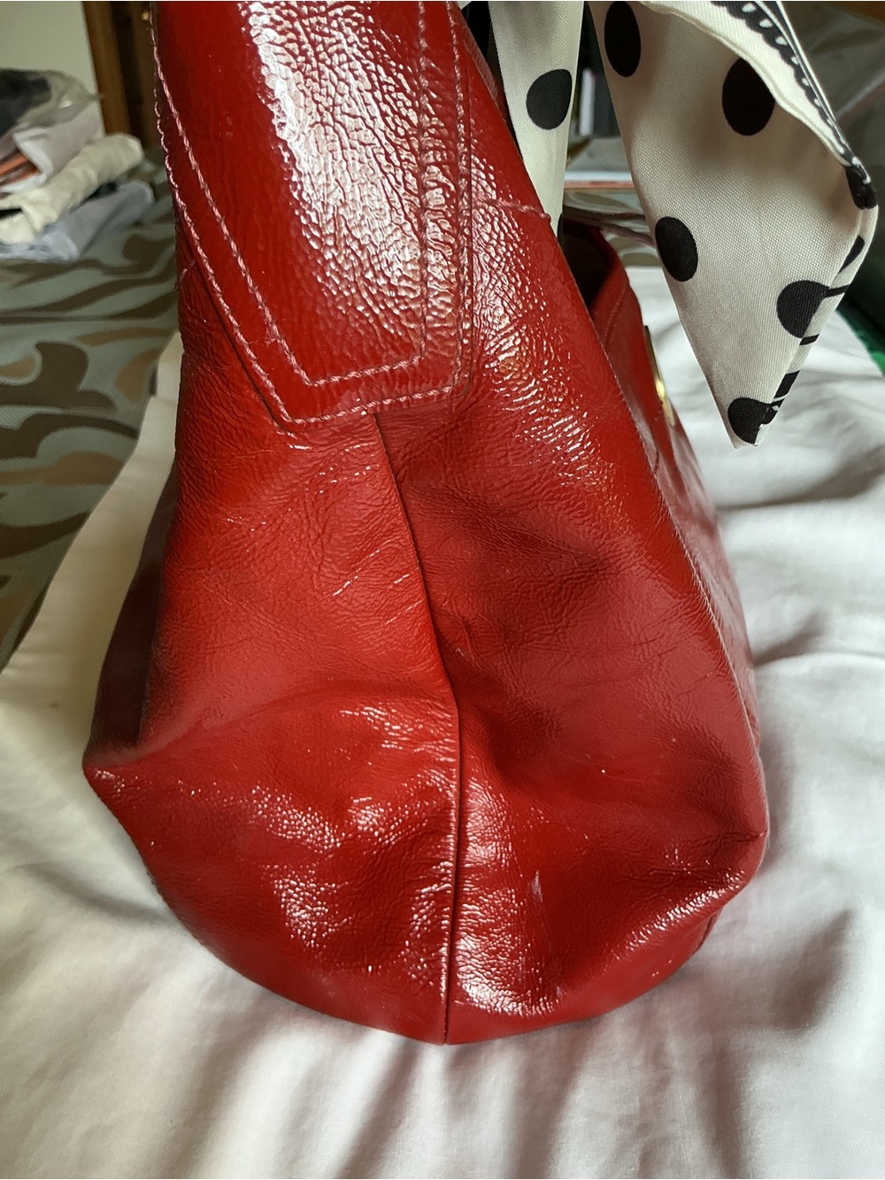 Coach Red Leather Shoulder Bag with Turn-Lock Pocket - Picture 12 of 15